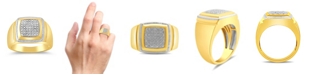 Macy's Men's Diamond Cluster Style Ring (1/10 ct. t.w.) in 18k Gold-Plated Sterling Silver